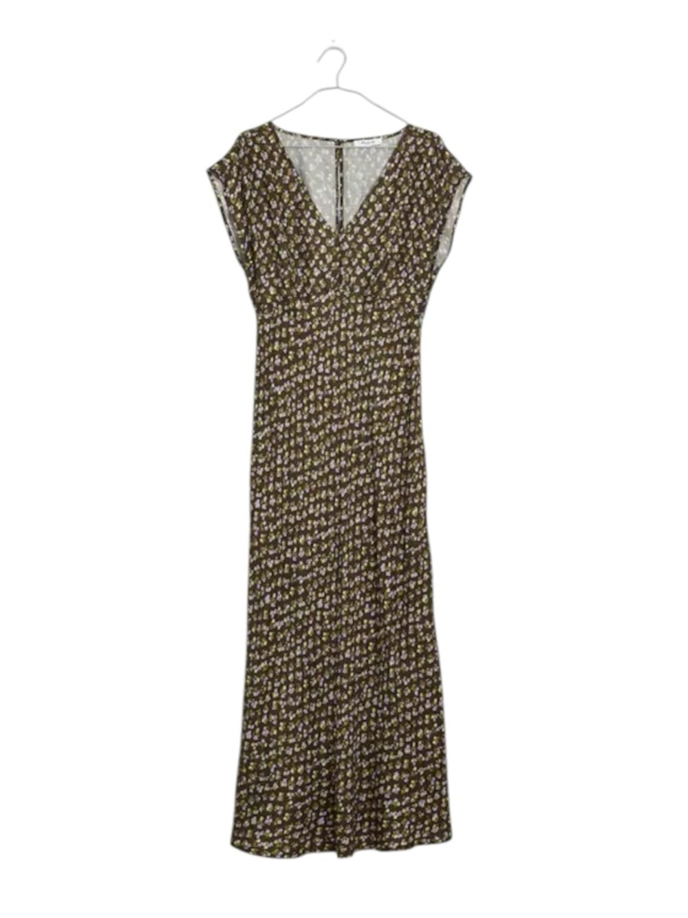 Madewell Dress Women Midi Floral Green V-Neck Size 0 Cap Sleeve - Picture 7 of 10
